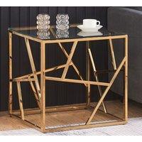 Comfy Living Ltd Metal & Glass Square End Or Side Table in Gold | Size: 1 Pack