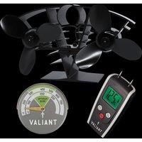 Valiant Whirlwind Twin Blade Stove Fan, Magnetic Thermometer & Moisture Meter in Green