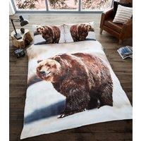 Smart Living 3D Effect Animal Polycotton Printed Duvet Cover Set in Brown | Size: King