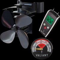Valiant Remora Flue Pipe Fan, Magnetic Thermometer in Red & Moisture Meter for Timber & Brickwork Set