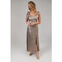 Oasis Women's Shimmer Chiffon Tie Shoulder Bridesmaid Dress in Oyster | Size: 8