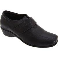 Mod Comfys Women's Touch Fastening Softie Leather Casual Shoes in Black | Size: 4