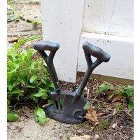 Inspirational Gifting Cast Iron Doorstop Spade & Fork Garden Ornament Sculpture in Bronze