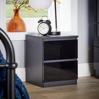 Home Source 2 Drawer Bedside Cabinet Nightstand Modern Storage Unit Bedroom in Black