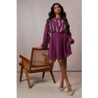 Oasis Women's Occasion Embellished Batwing Mini Dress in Berry | Size: 10