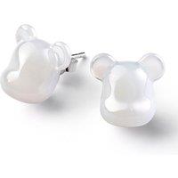baccarat Women's BearBrick Stud Earrings, Silver & White Crystal, Pair 2814122
