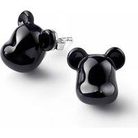 baccarat Women's BearBrick Stud Earrings, Silver & Black Crystal, Pair 2814123