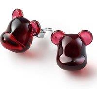 baccarat Women's BearBrick Stud Earrings, Silver & Red Crystal, Pair 2814124