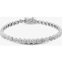 T.H.Baker Women's 9ct White Gold 3.00ct Diamond Flower Cluster Tennis Bracelet TH0122523 in Silver | Size: 7.5inch