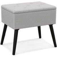 Costway Upholstered Ottoman w/ Storage Rectangular Velvet Flip Top Vanity Foot Stool in Grey