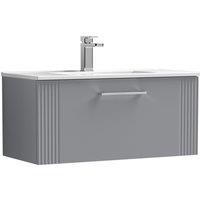 Balterley Wall Hung 1 Drawer Vanity Unit - Minimalist Basin 800mm, Satin Grey