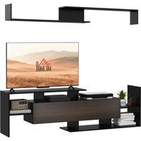 HOMCOM TV Unit Cabinet for TVs up to 65 Inches w/ Wall Shelf & Storage Cabinet in Black