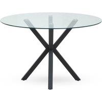Orsina Salford Glass Top Dining Table With Black Metal Legs