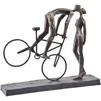 Libra Interiors Antique Bronze Kissing Couple On Bike Sculpture