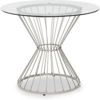 Orsina Anzio Round Glass Top & Hourglass Base Dining Table in Silver
