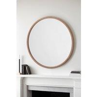 Round Solid Oak Wall Mirror