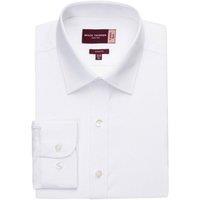 Brook Taverner Men's Alba Poplin Slim Long-Sleeved Shirt in White | Size: 17.5 in