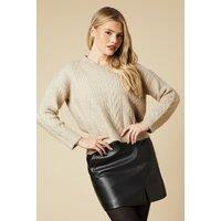 Dorothy Perkins Women's Cable V Neck Jumper in Camel | Size: Large