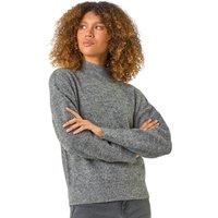 Roman Women's Sequin Detail High Neck Jumper in Charcoal | Size: 14
