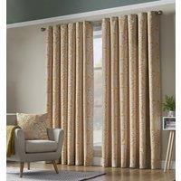 Luxury Living Fern Blackout Ring Top Curtains in Yellow | Size: 110 cm width x 183 cm drop