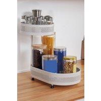 Living and Home 2-Layer Rotating Spice Rack Desktop Storage Shelf Kitchen Bathroom in White