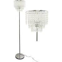 First Choice Lighting Chrome & Acrylic Crystal Jewelled Floor Lamp in Silver