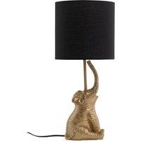 First Choice Lighting Elephant - Gold Resin Table Lamp With Black Fabric Shade