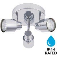 First Choice Lighting Chrome 3 Light IP44 Bathroom Round Spotlight Plate in Silver