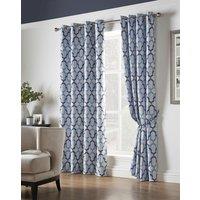 Luxury Living Geo Blackout Ring Top Curtains in Blue | Size: 168 cm width x 229 cm drop