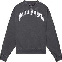 Palm Angels Men's GD Curved Logo Washed Black Sweater | Size: Large