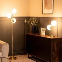 ValueLights Jas Modern Gold Floor Lamp With Frosted Glass Globe Shades