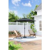 Outdoor Garden 3-Tier Umbrella with Crank and Floral-Pattern Stand
