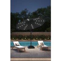 3-Tier Outdoor Garden Umbrella with Solar Lights & Fillable Stand