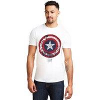 Marvel Men's Captain America Comic Shield Cotton T-Shirt in White | Size: 2XL