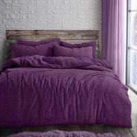 Velosso Plain Teddy Warm & Cosy Duvet Cover & Pillowcase Set in Purple | Size: King