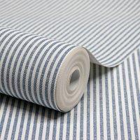 Grandeco Pinstripe Nursery Textured Wallpaper in Navy | Size: 1 Pack