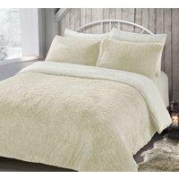 Velosso Alaska Shaggy Faux Fur Warm & Cosy Duvet Cover & Pillowcase Set in Cream | Size: Double