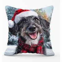 Warren Reed - Designer Christmas Scottish Deerhound Cushion in Grey | Size: 60 cm x 60 cm