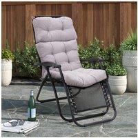 Garden Sanctuary 130cm W x 55cm D Grey High Back Tri-Fold Adirondack Patio Chair Cushion | Size: 130 cm W x 55 cm D