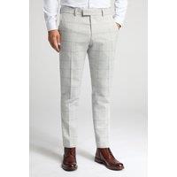 Antique Rogue Men's Slim Fit Check Tweed Trousers in Beige | Size: 38R