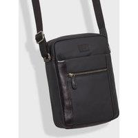OSPREY LONDON Men's The Small Grantham Waxed Canvas & Leather Messenger Bag in Black