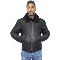 Infinity Leather Men's B3 WW2 Leather Sheepskin Aviator Flying Jacket-Hartland in Black | Size: 3XL