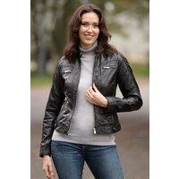 Monomoi Women's 'Paradise' Leather Fashion Biker Jacket in Black | Size: 12
