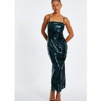 Quiz Women's Green Sequin Midaxi Dress | Size: 6