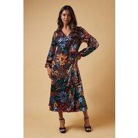 Oasis Women's Occasion Floral Sequin Wrap Midi Dress in Pink | Size: 10