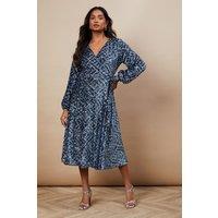 Oasis Women's Occasion Geo Sequin Wrap Midi Dress in Black | Size: 8