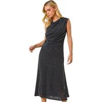 Roman Women's Petite Sparkle Stretch Drape Dress in Black | Size: 16