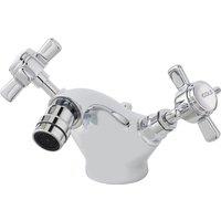 Balterley Kingsey Crosshead Handle Deck Mounted Bidet Tap, Pop Up Waste - Chrome in Silver