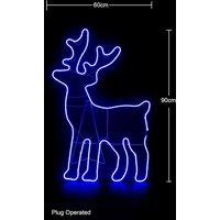 Shatchi Standing Reindeer Neon Effect Rope Light Silhouette Double Side 90 Blue LEDs