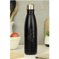 Personalised Memento Company Personalised Two Lines Black Metal Insulated Drinks Bottle